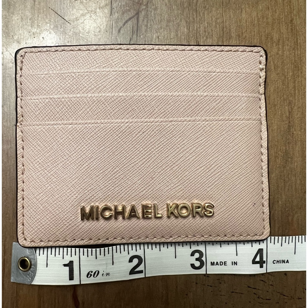 Michael Kors Pink Card Holder with Gold Accents